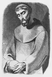 Abelard som munk i Saint-Gildas-de-Rhuys, illustration fra "Breve fra Heloise og Abelard", graveret af Pierre Francois Godard (1797-1864) 1839